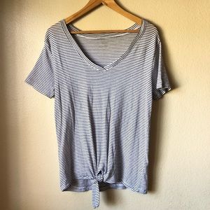 Workshop Republic clothing striped v neck w/ knot